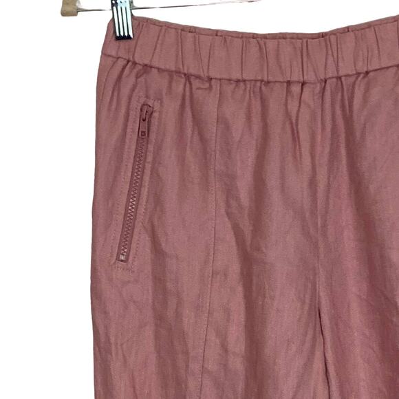 NWT J.Crew High Rise Linen Jogger Pants Pull On Pink Zip Pockets 6 T Tall Long - Picture 16 of 16
